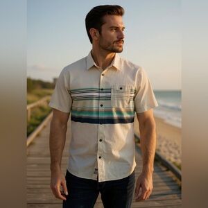 🔥 VANS Men’s Striped Button-Up Shirt - Spring 2017 Collection 🔥 Sz M